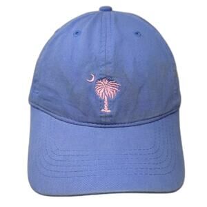 J Hats Baseball Cap Blue Pink South Carolina Palm Tree Moon Hat OS Strapback